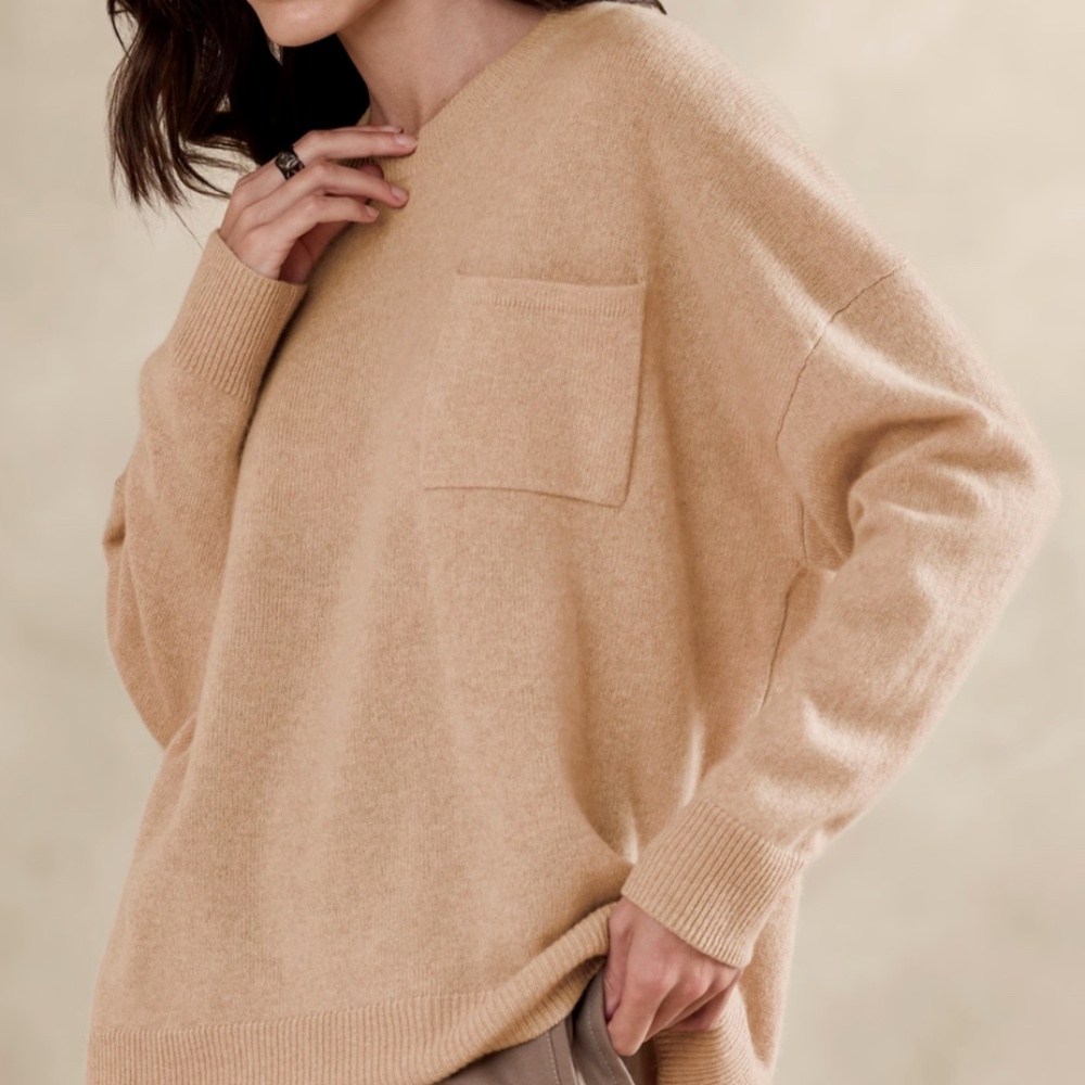 Banana republic large caro oversized lightweight cashmere sweater M blush pink